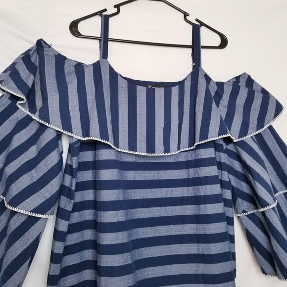 I N C International Concepts Tiered Sleeve Off The Shoulder Blouse Size XLg Blue - Picture 5 of 9